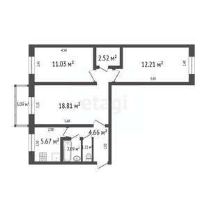 3-к квартира, вторичка, 59м2, 5/5 этаж