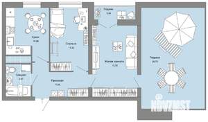2-к квартира, вторичка, 58м2, 10/12 этаж