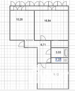 2-к квартира, вторичка, 47м2, 8/9 этаж