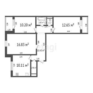 3-к квартира, вторичка, 66м2, 3/10 этаж