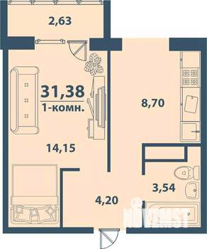 1-к квартира, строящийся дом, 31м2, 3/77 этаж