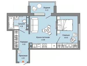 1-к квартира, вторичка, 38м2, 3/7 этаж