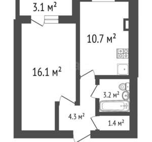 1-к квартира, вторичка, 46м2, 10/10 этаж