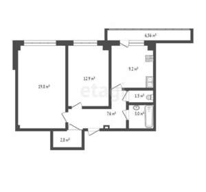 2-к квартира, вторичка, 55м2, 9/16 этаж