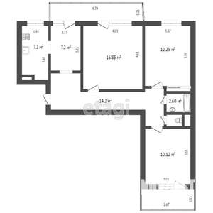 3-к квартира, вторичка, 80м2, 6/9 этаж