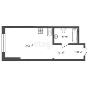Студия квартира, вторичка, 20м2, 3/16 этаж