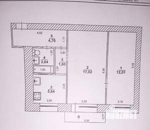 2-к квартира, вторичка, 44м2, 5/5 этаж