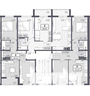 2-к квартира, вторичка, 54м2, 4/4 этаж