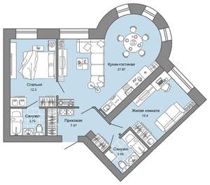 3-к квартира, вторичка, 68м2, 1/4 этаж