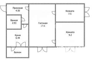 3-к квартира, вторичка, 48м2, 1/5 этаж