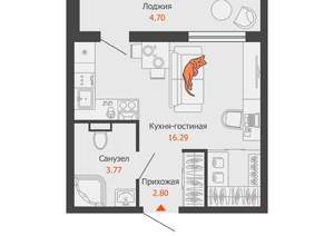 Студия квартира, вторичка, 25м2, 3/9 этаж