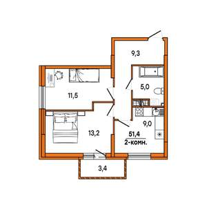 2-к квартира, вторичка, 49м2, 14/16 этаж