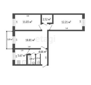 3-к квартира, вторичка, 59м2, 5/5 этаж