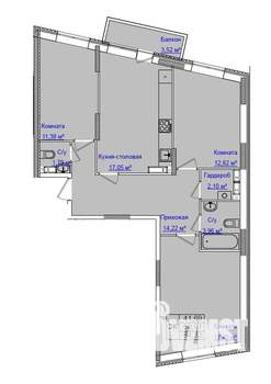 3-к квартира, строящийся дом, 84м2, 6/9 этаж