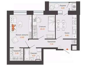 2-к квартира, вторичка, 49м2, 1/8 этаж