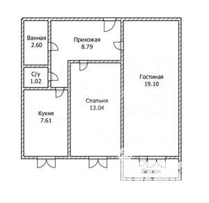2-к квартира, вторичка, 53м2, 7/9 этаж