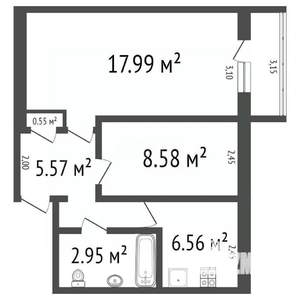 2-к квартира, вторичка, 42м2, 4/5 этаж