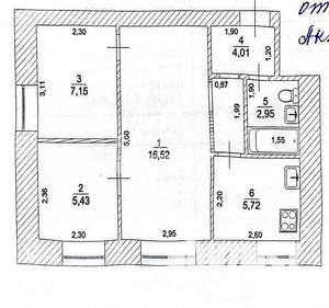 3-к квартира, вторичка, 42м2, 1/5 этаж