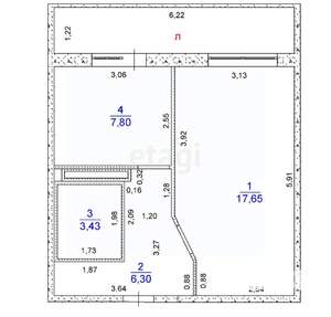 1-к квартира, вторичка, 39м2, 1/10 этаж