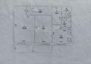 2-к квартира, вторичка, 57м2, 1/9 этаж