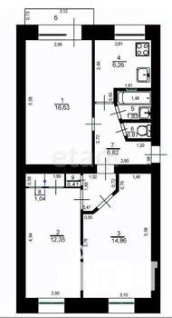 3-к квартира, вторичка, 61м2, 4/5 этаж