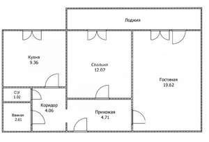 2-к квартира, вторичка, 54м2, 2/10 этаж