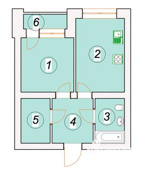 1-к квартира, строящийся дом, 45м2, 7/7 этаж