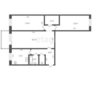 3-к квартира, вторичка, 59м2, 5/5 этаж
