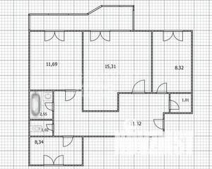 3-к квартира, вторичка, 60м2, 8/9 этаж