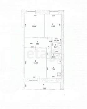 3-к квартира, вторичка, 61м2, 5/5 этаж