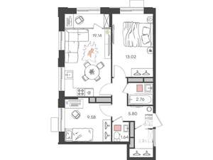 3-к квартира, вторичка, 55м2, 18/24 этаж