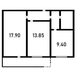 2-к квартира, вторичка, 42м2, 2/5 этаж
