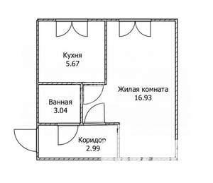 1-к квартира, вторичка, 29м2, 5/5 этаж