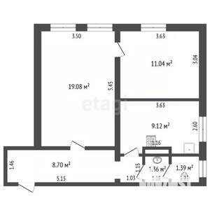 2-к квартира, вторичка, 51м2, 2/2 этаж