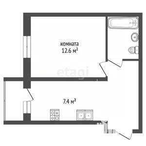 1-к квартира, вторичка, 30м2, 4/9 этаж