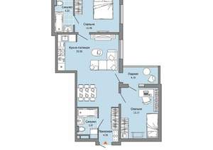 2-к квартира, вторичка, 65м2, 7/12 этаж