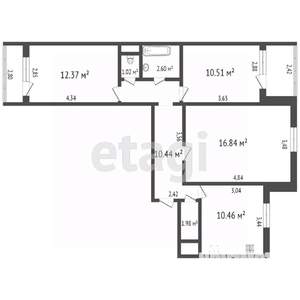 3-к квартира, вторичка, 67м2, 6/9 этаж