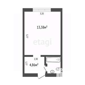 1-к квартира, вторичка, 19м2, 4/5 этаж