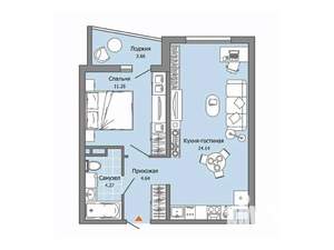 1-к квартира, вторичка, 46м2, 4/9 этаж