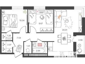 3-к квартира, вторичка, 55м2, 14/16 этаж