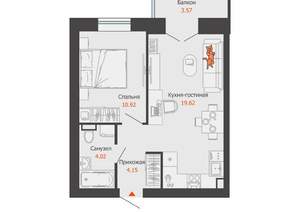 1-к квартира, вторичка, 40м2, 2/9 этаж