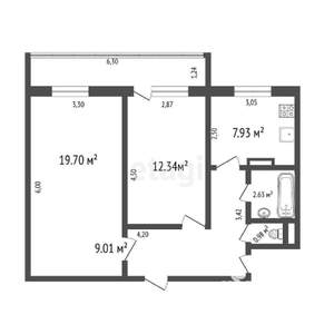2-к квартира, вторичка, 53м2, 4/9 этаж