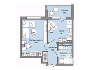 1-к квартира, строящийся дом, 34м2, 6/9 этаж
