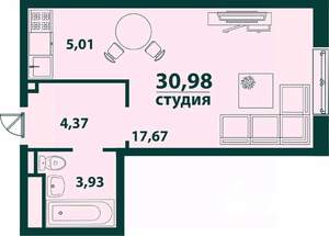 1-к квартира, вторичка, 31м2, 3/24 этаж