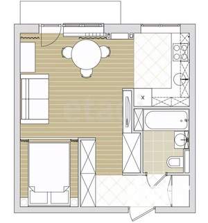 2-к квартира, вторичка, 52м2, 1/1 этаж