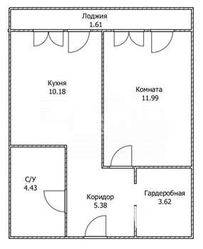 1-к квартира, вторичка, 36м2, 21/21 этаж