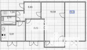 3-к квартира, вторичка, 58м2, 2/5 этаж