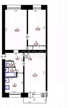 3-к квартира, вторичка, 61м2, 3/5 этаж