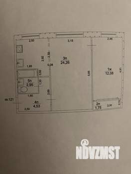 2-к квартира, вторичка, 46м2, 1/5 этаж