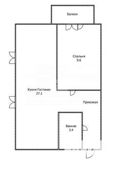 1-к квартира, вторичка, 40м2, 2/3 этаж